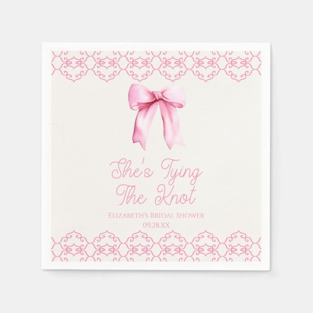 Serviette En Papier Elle Noue Le Nœud Rose Bow Fête de Mariage (Devant)
