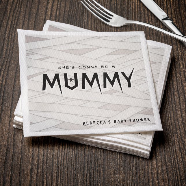 Serviette En Papier Elle va être un Baby shower d'Halloween maman (She's Gonna Be a Mummy Halloween Baby Shower Napkins)