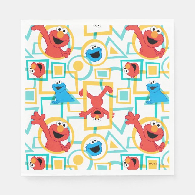 Serviette En Papier Elmo & Cookie Monster Fun Shapes Motif (Devant)