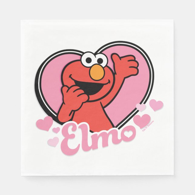 Serviette En Papier Elmo dans le coeur Valentine (Devant)