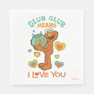 Serviette En Papier Elmo Holding son poisson rouge animal