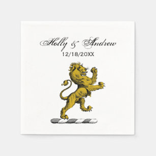 Serviette En Papier Emblème de crête de lion debout héraldique C