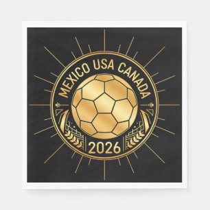 Serviette En Papier Emblème de football doré 2026   Mexique États-Unis
