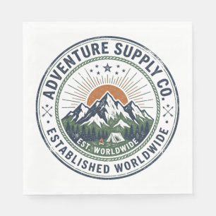 Serviette En Papier Emblème de montagne d'aventure en plein air rétro