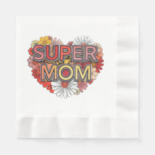 Serviette En Papier Emblème vintage Super Mom Floral