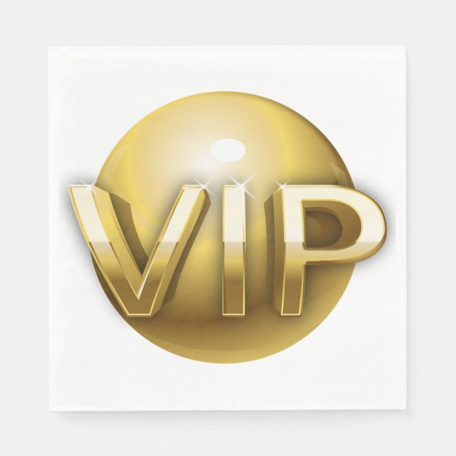 Serviette En Papier Emblème VIP Or 3D Luxe (Devant)