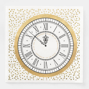 Serviette En Papier Embrasse-moi à minuit Nouvel an Horloge Plaque pa