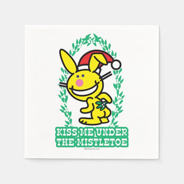 Serviette En Papier Embrasse-Moi Sous La Mistletoe (Devant)