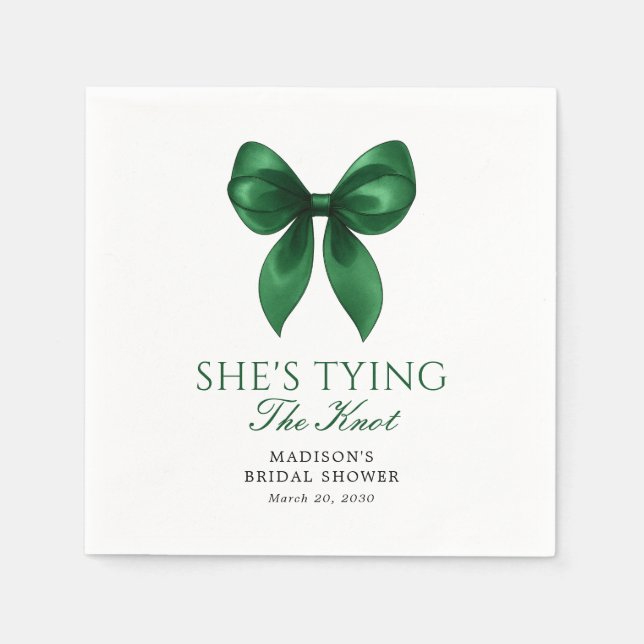Serviette En Papier Emerald Bow She's Tying the Knot Bridal Shower (Devant)