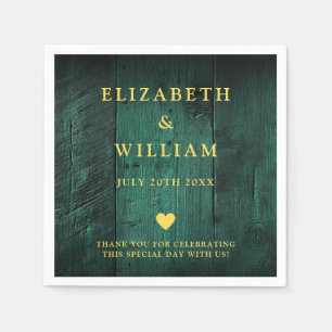 Serviette En Papier Emerald Green Rustic Boho Barn Mariage en bois