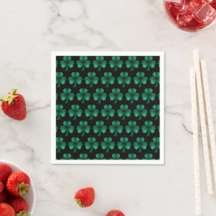 Serviette En Papier Emerald Green Sparkles Shamrock motif noir