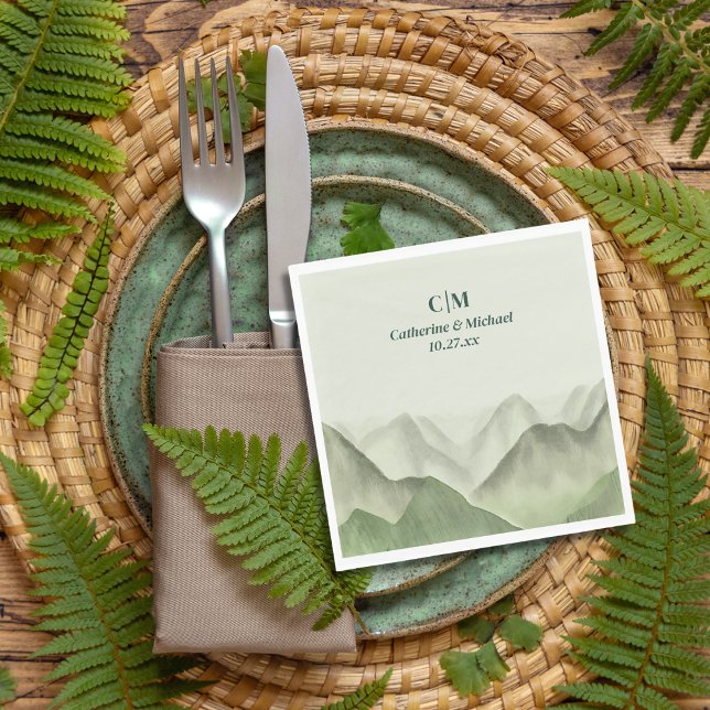 Serviette En Papier Emerald Greenery Mountain Mist Rustic Mariage (Créateur téléchargé)