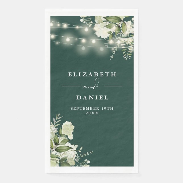 Serviette En Papier Emerald Greenery String Mariage (Devant)