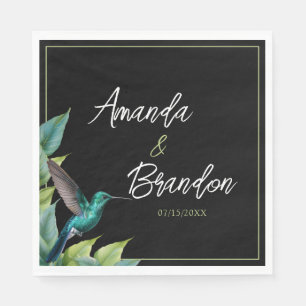 Serviette En Papier Emerald Hummingbird Tropical Feuille Mariage