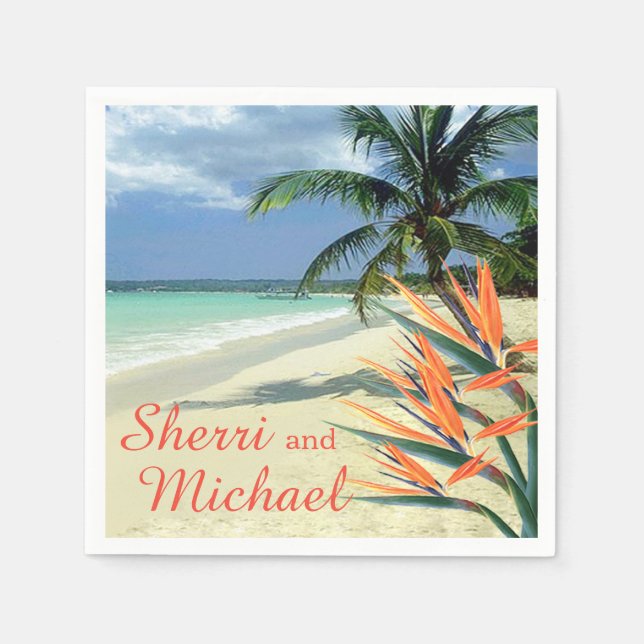 Serviette En Papier EMERALD WATERS Plage tropicale Mariage (Devant)