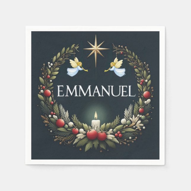 Serviette En Papier Emmanuel Christmas angels (Devant)