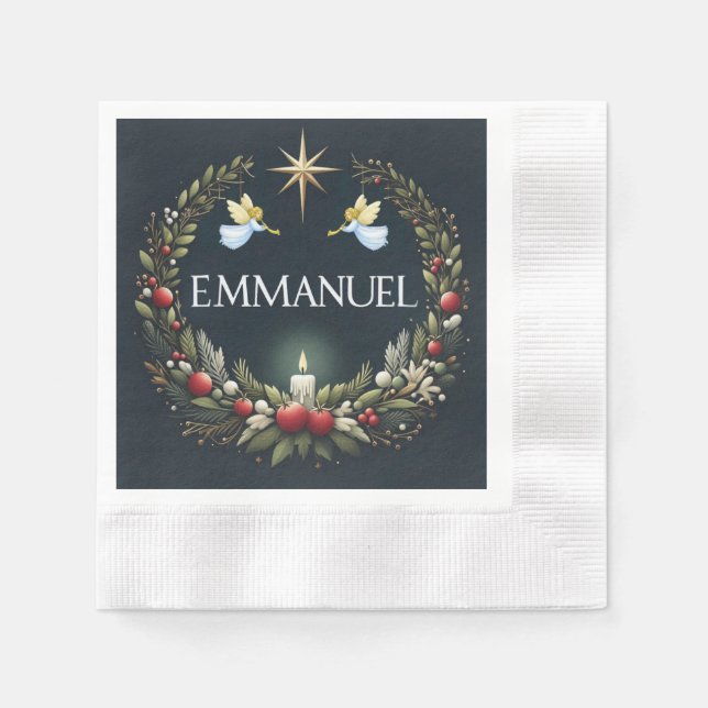 Serviette En Papier Emmanuel Christmas angels (Devant)