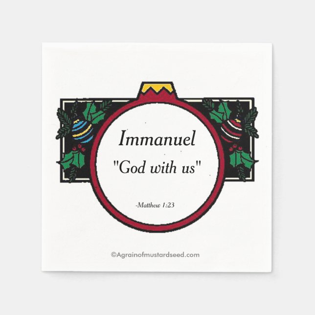 Serviette En Papier Emmanuel Dieu avec nous Noël (Devant)