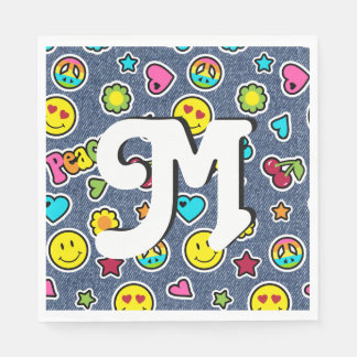 Serviette En Papier Emoji Smile Denim Girl Anniversaire Party Napkins