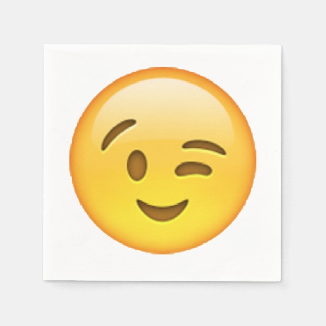 Serviette En Papier Emoji - Winking (Devant)