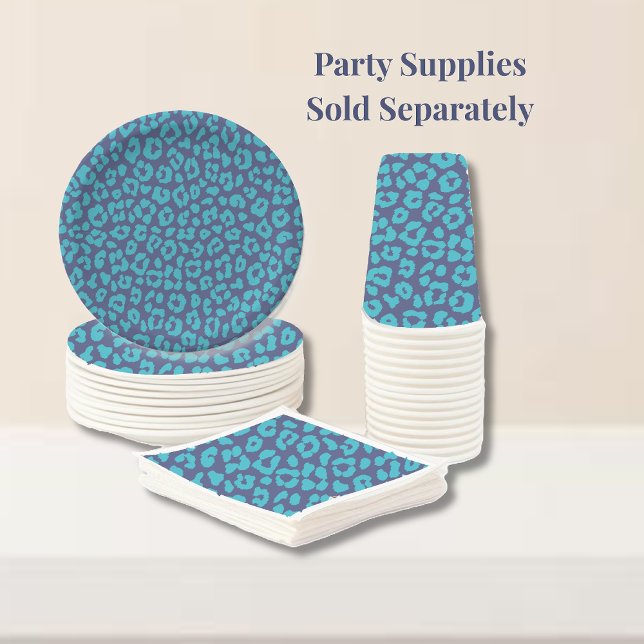 Serviette En Papier Empreinte de léopard bleu (Blue Leopard Print-Party Supplies Plates napkins and cups)