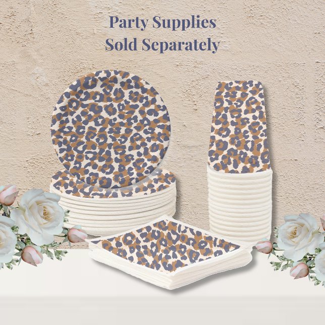 Serviette En Papier Empreinte de léopard-bleu et Brown (Leopard Print- Blue and Brown Party Supplies plates napkins and cups)