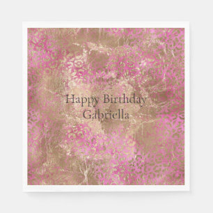 Serviette En Papier Empreinte de léopard de glamour rose Girly