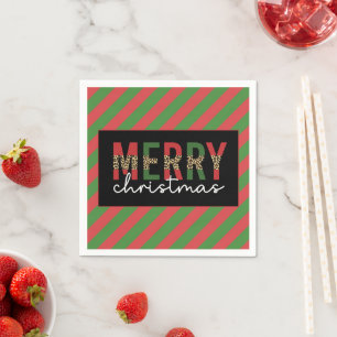 Serviette En Papier Empreinte de léopard de Noël moderne Red Green Str
