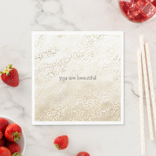 Serviette En Papier Empreinte de léopard d'or Khaki crème d'eau beige