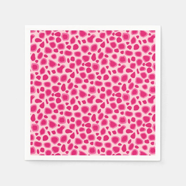 Serviette En Papier Empreinte de léopard - Fuchsia et rose clair (Devant)
