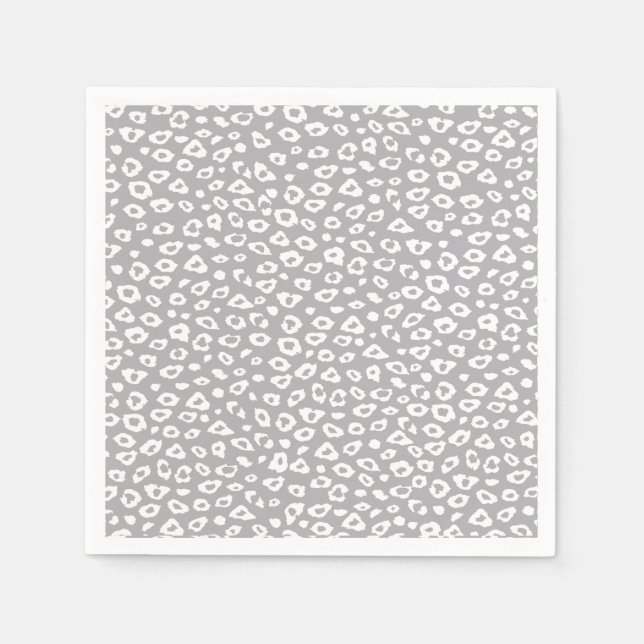 Serviette En Papier Empreinte de léopard gris et blanc (Devant)