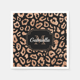 Serviette En Papier Empreinte de léopard parties scintillant
