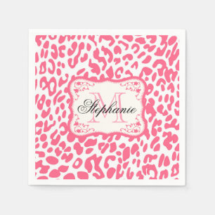 Serviette En Papier Empreinte de léopard rose