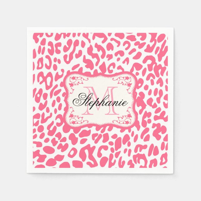 Serviette En Papier Empreinte de léopard rose (Devant)
