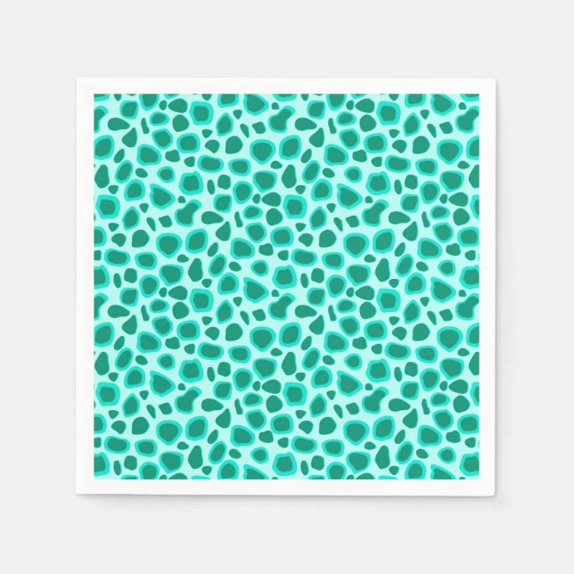 Serviette En Papier Empreinte de léopard - Turquoise et Aqua (Devant)
