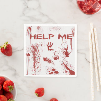 Serviette En Papier Empreinte de main sanglante Halloween éclaboussé d