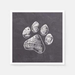 Serviette En Papier Empreinte de patte Chalkboard - Pawty Chiot - Anni