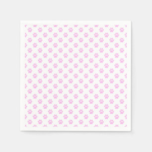Serviette En Papier Empreinte de patte chien clair rose blanc Arrière 