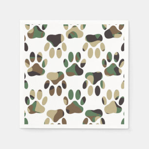 Serviette En Papier Empreinte de patte de chien Motif Camo