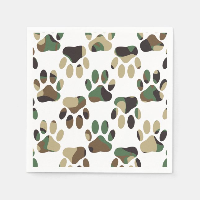 Serviette En Papier Empreinte de patte de chien Motif Camo (Devant)