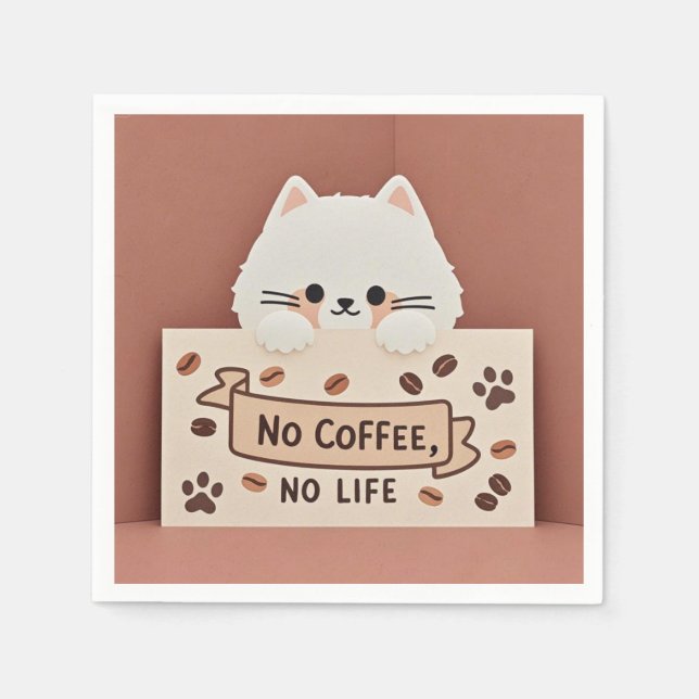 Serviette En Papier Empreintes de patte de chat mignon et minuscules e (Devant)