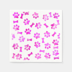 Serviette En Papier Empreintes de pattes d'aquarelle rose