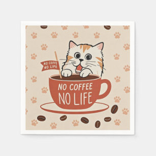 Serviette En Papier Empreintes de pattes de chat et grains de café Aff