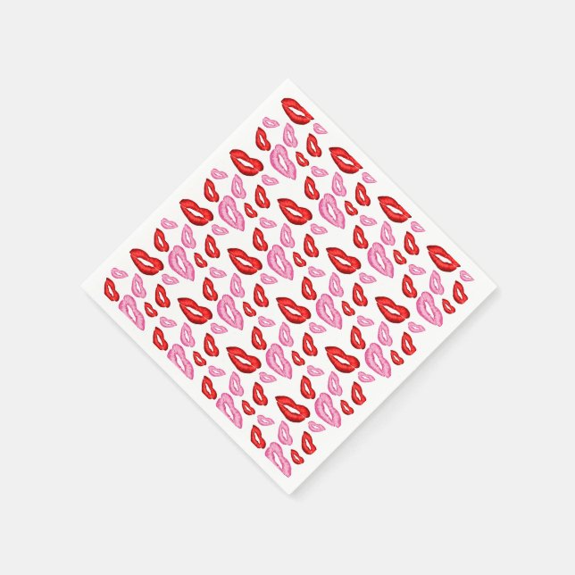 Serviette En Papier Empreintes de rouge à lèvres rose rouge (Coin)