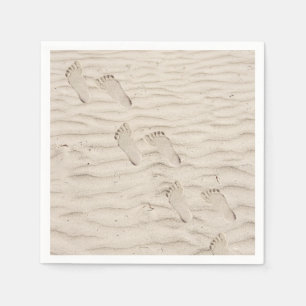 Serviette En Papier Empreintes De Sable De Plage