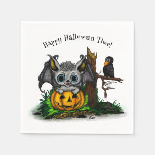 Serviette En Papier En attente d'Halloween, Bat mignonne et Corbeau