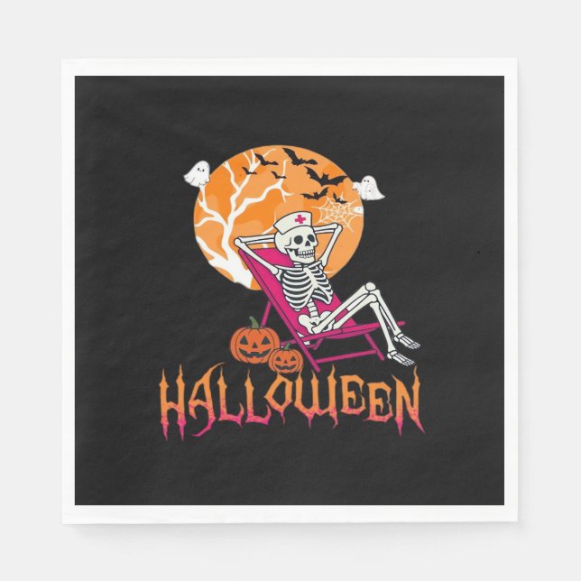 Serviette En Papier En Attente D'Halloween Infirmière D'Été Skeleton P (Devant)