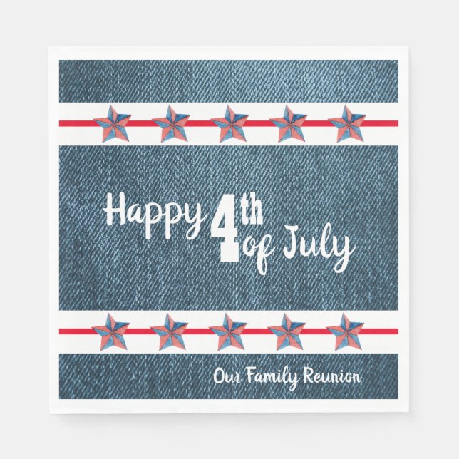 Serviette en papier en jean pour le 4 juillet (Devant)