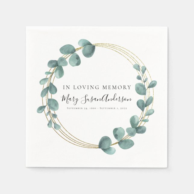 Serviette En Papier En mémoire d'amour Eucalyptus funérailles Mémorial (Devant)