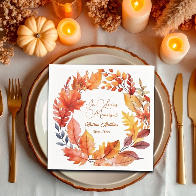 Serviette En Papier En mémoire d'amour Funérailles automne floral (Créateur téléchargé)